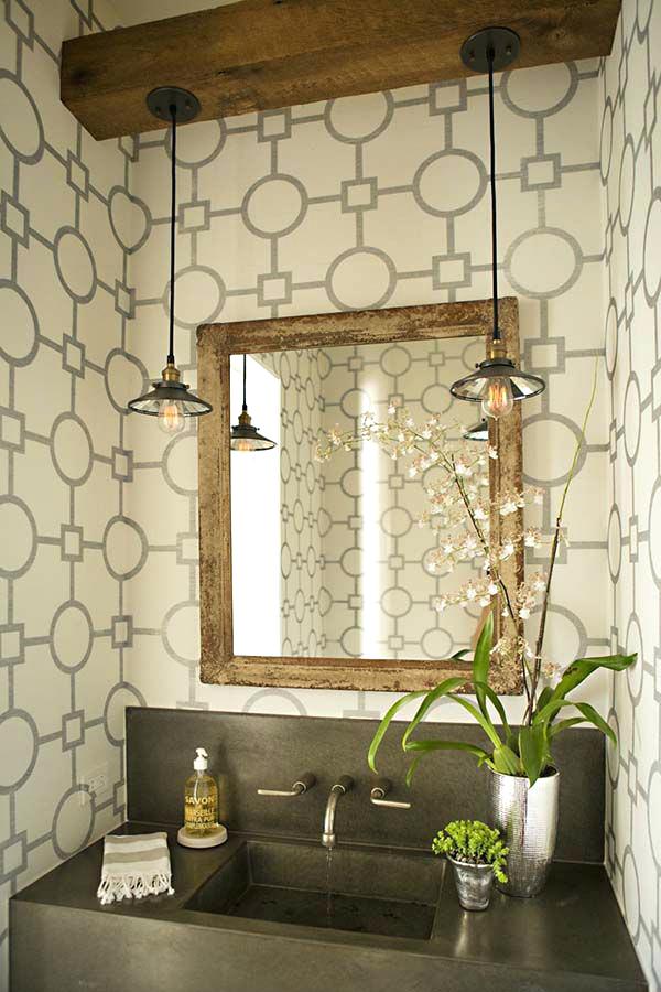 Wallpaper Ideas For Bathroom Wallpaper Ideas For Bathroom - Small Powder Room Industrial , HD Wallpaper & Backgrounds