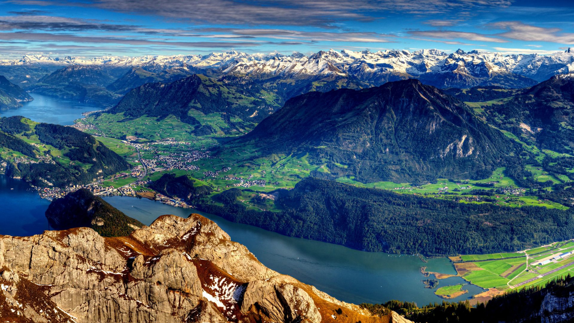 Mountain Splendor Panoramic View Forest Lake Mountains - Pilatus , HD Wallpaper & Backgrounds