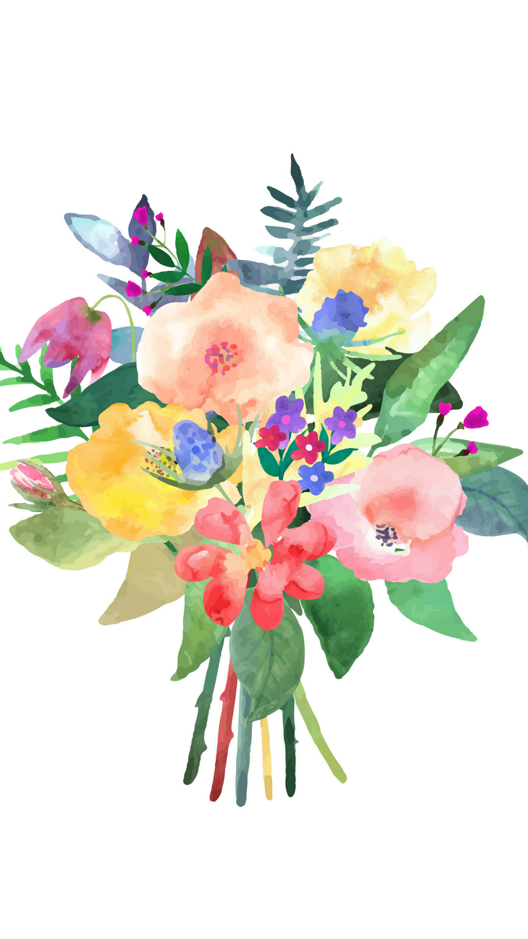 Click To Download The Watercolor Floral Bouquet Smart - Watercolor Floral Phone Backgrounds , HD Wallpaper & Backgrounds