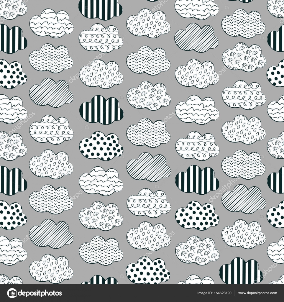Depositphotos 154623190 Stock Illustration Cute Vector - Black And White Cloud , HD Wallpaper & Backgrounds