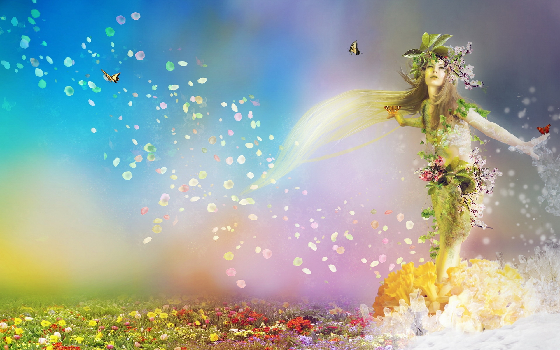 Fantasy Flower Girl Hd Wallpaper - Fairy Background Hd , HD Wallpaper & Backgrounds