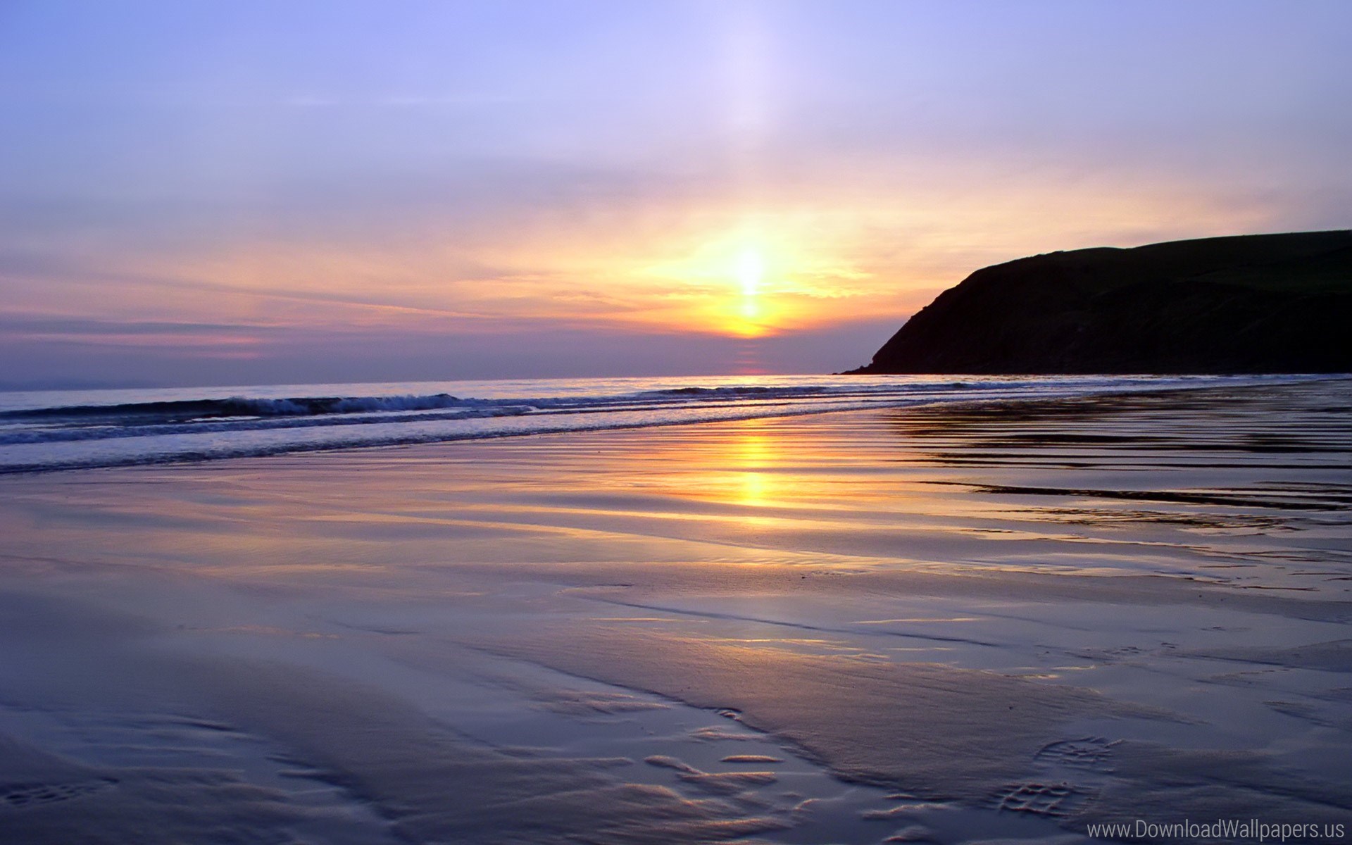 Download Widescreen - Sun Set Beach , HD Wallpaper & Backgrounds