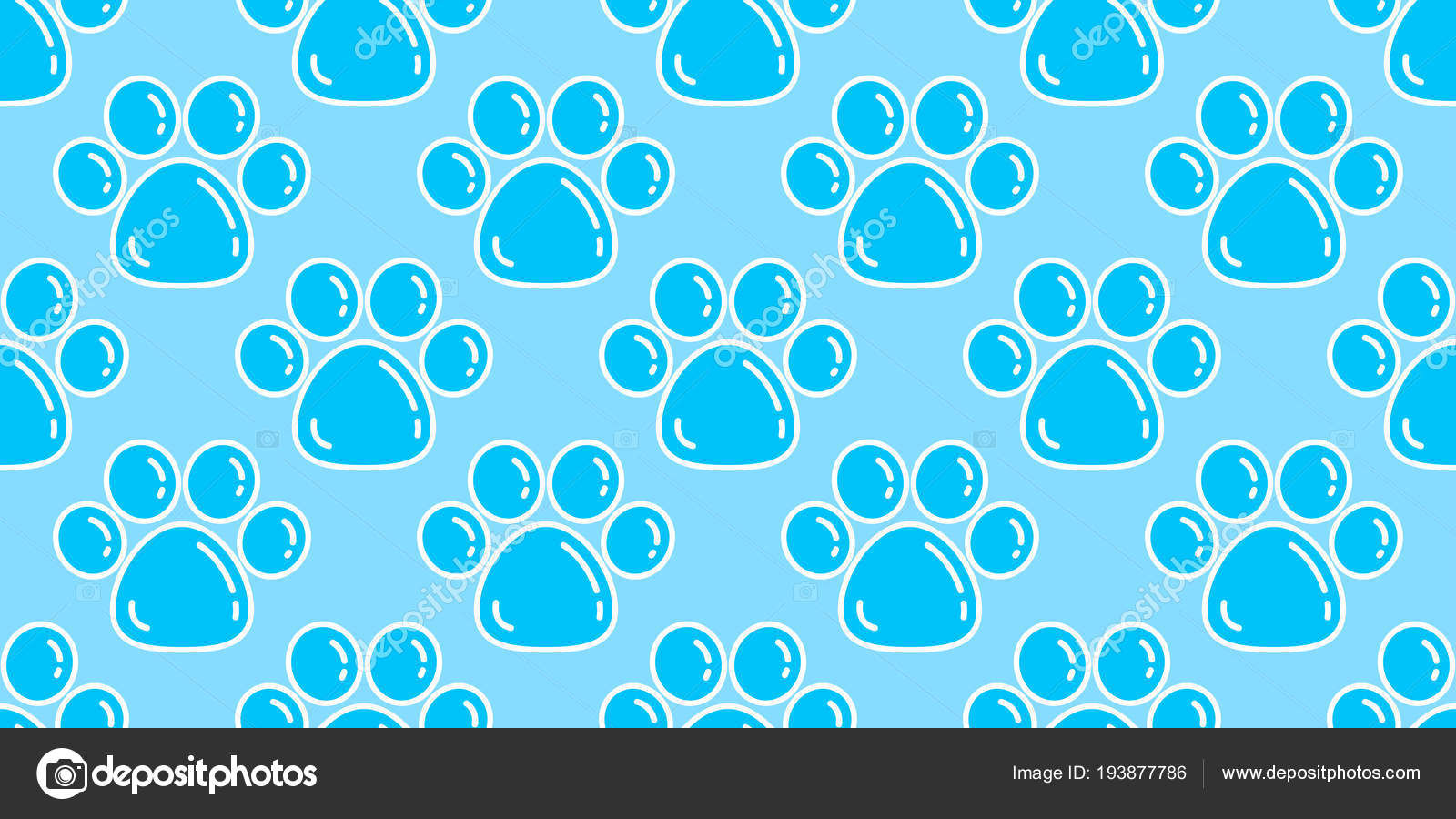 Dog Paw Seamless Pattern Cat Paw Vector Foot Print - Dog Paws Blue Background , HD Wallpaper & Backgrounds