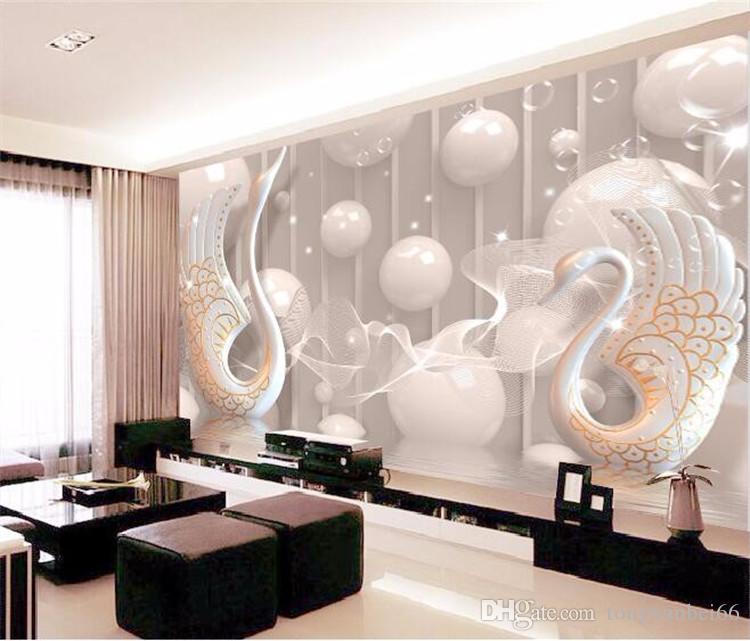3d Wallpaper European White Swan Circle Wall Painting - Latest 3d Wallpapers For Walls , HD Wallpaper & Backgrounds