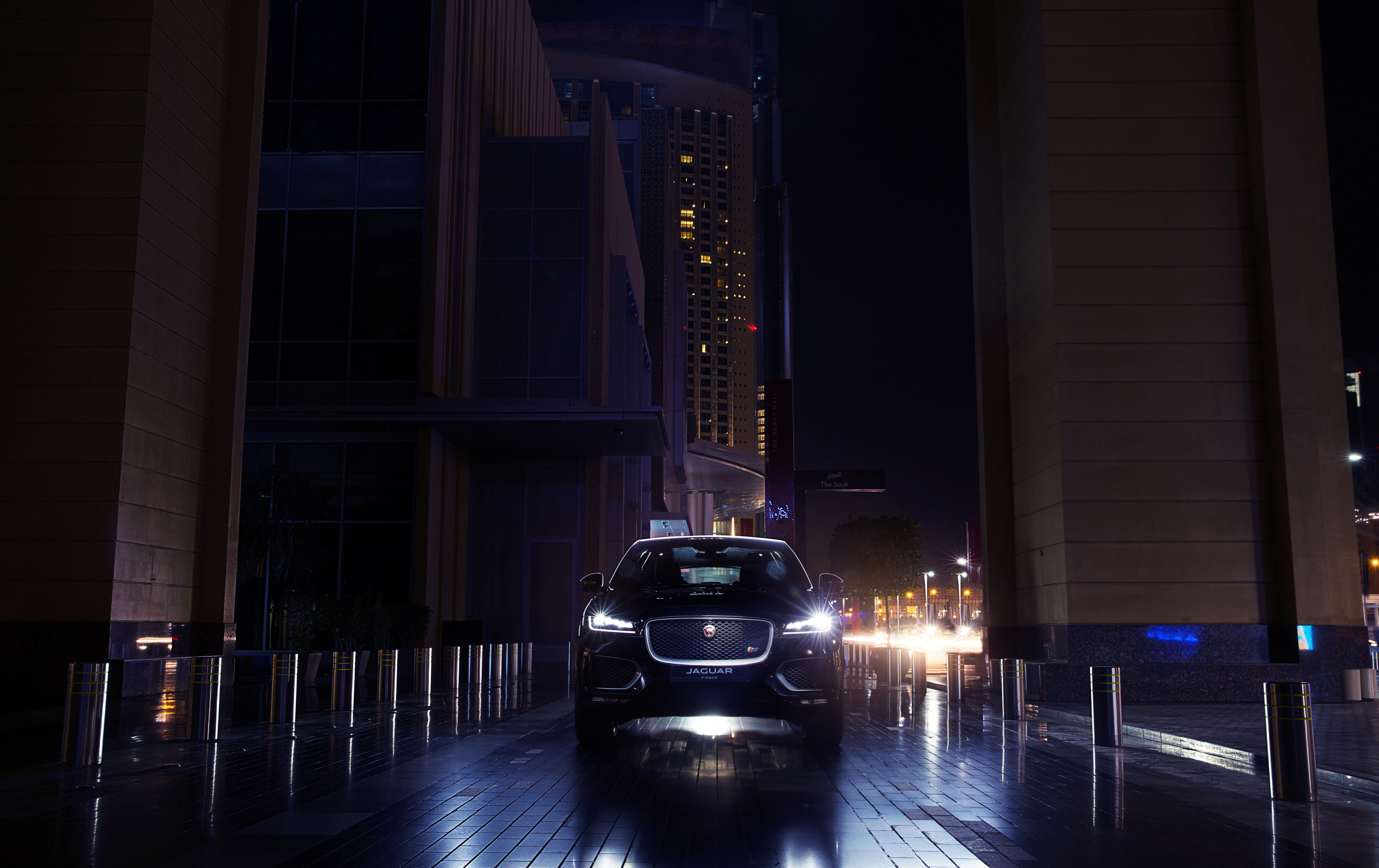 Jaguar F-pace, Jaguar, Suv, Lights, Night City, Light - Jaguar F Pace Night , HD Wallpaper & Backgrounds