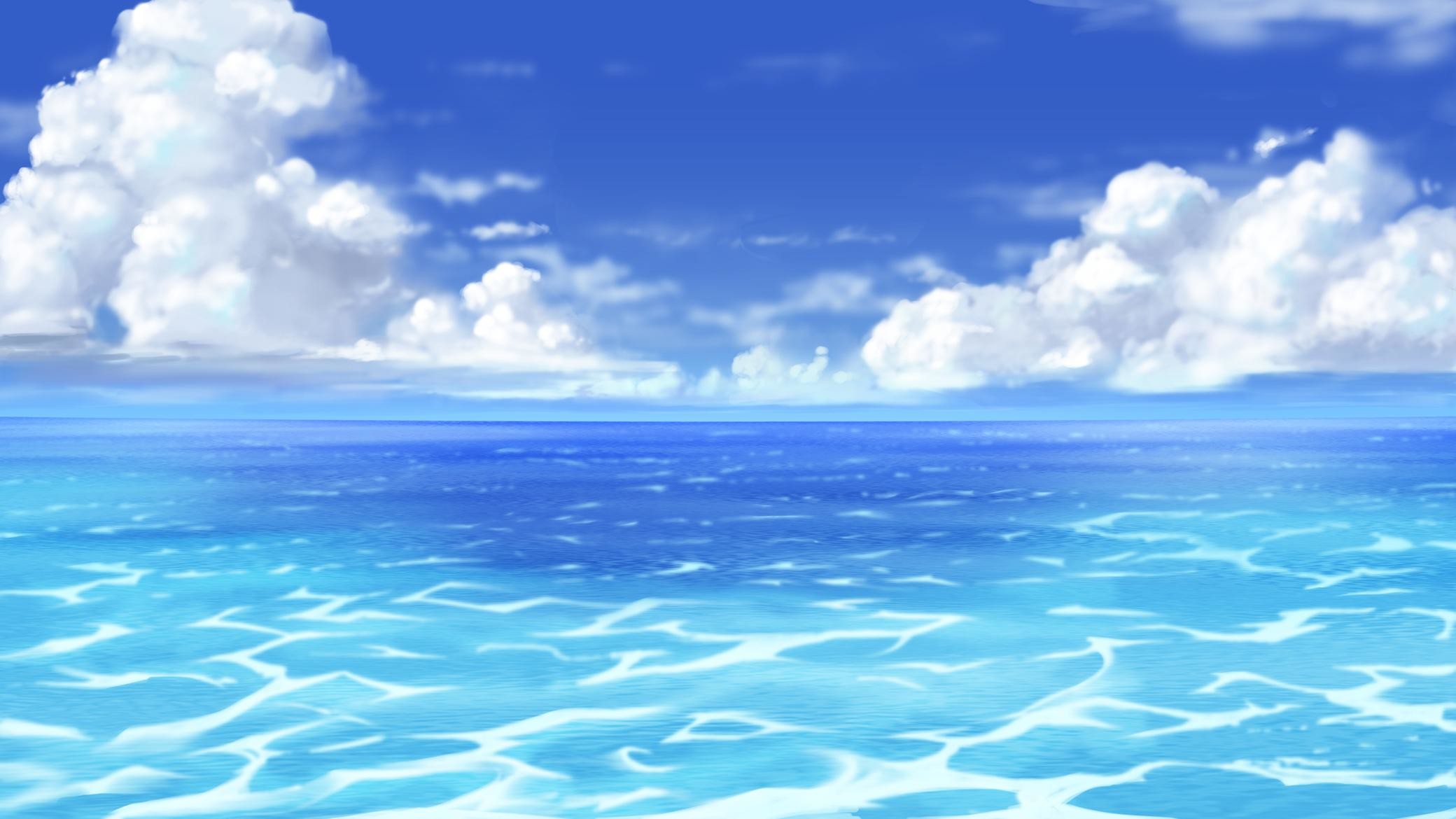 Gorgeous Ocean Sunset Wallpaper - Anime Ocean , HD Wallpaper & Backgrounds