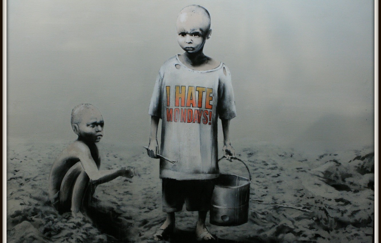 Photo Wallpaper Children, Banksy, Negros, Banksy, I - Hate Mondays Banksy , HD Wallpaper & Backgrounds
