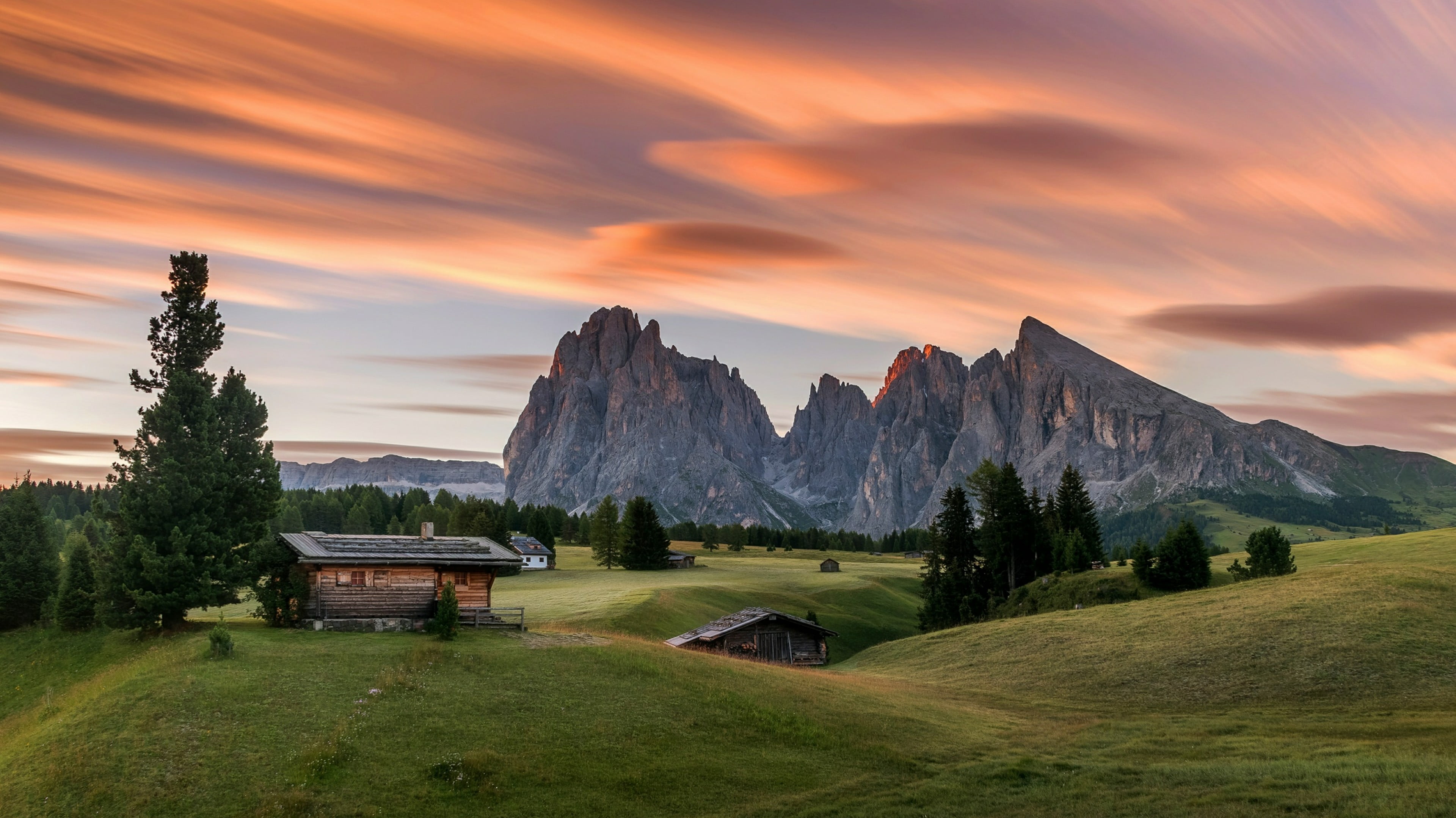 Alps, Houses, Mountain Village, Cabin, Log Cabin, Dolomites - Slovenia , HD Wallpaper & Backgrounds