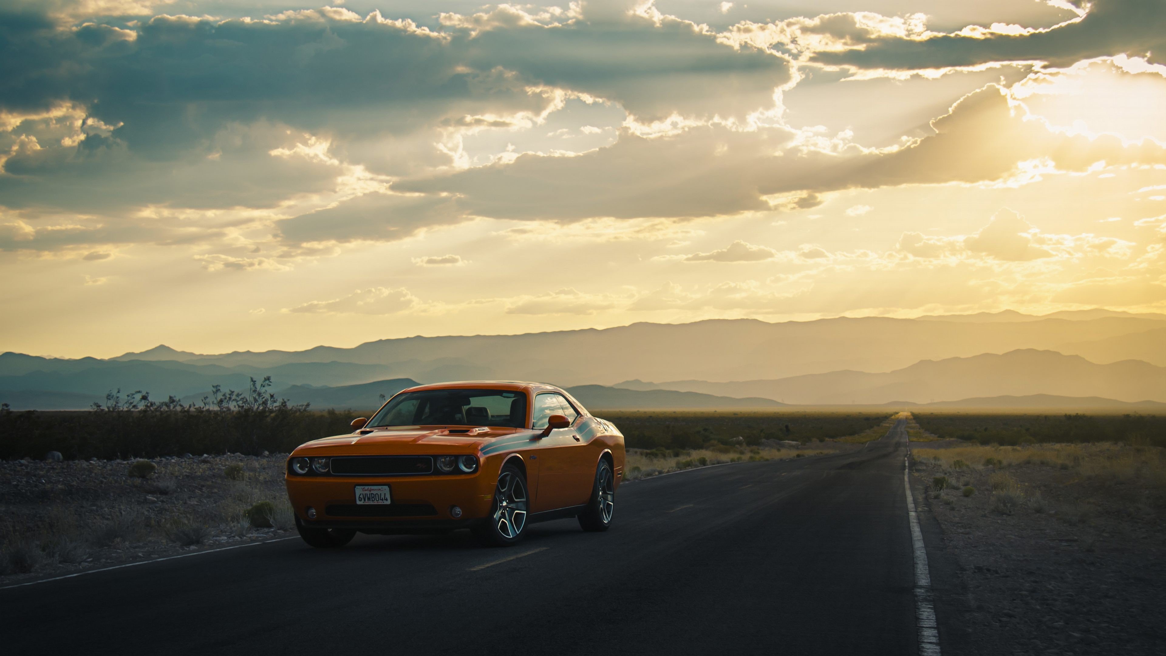 Photography, Dodge Challenger, Dodge, Road, Orange - Dodge Challenger , HD Wallpaper & Backgrounds