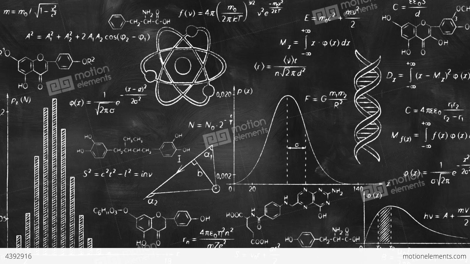Biology Science Doodle Handwriting Elements Gray Stock - Chalkboard Science Equations , HD Wallpaper & Backgrounds