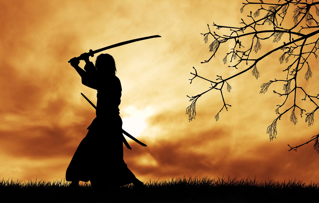 Photo Wallpaper Branches, Nature, The Way, Tree, Serenity, - Samurai Silhouette , HD Wallpaper & Backgrounds