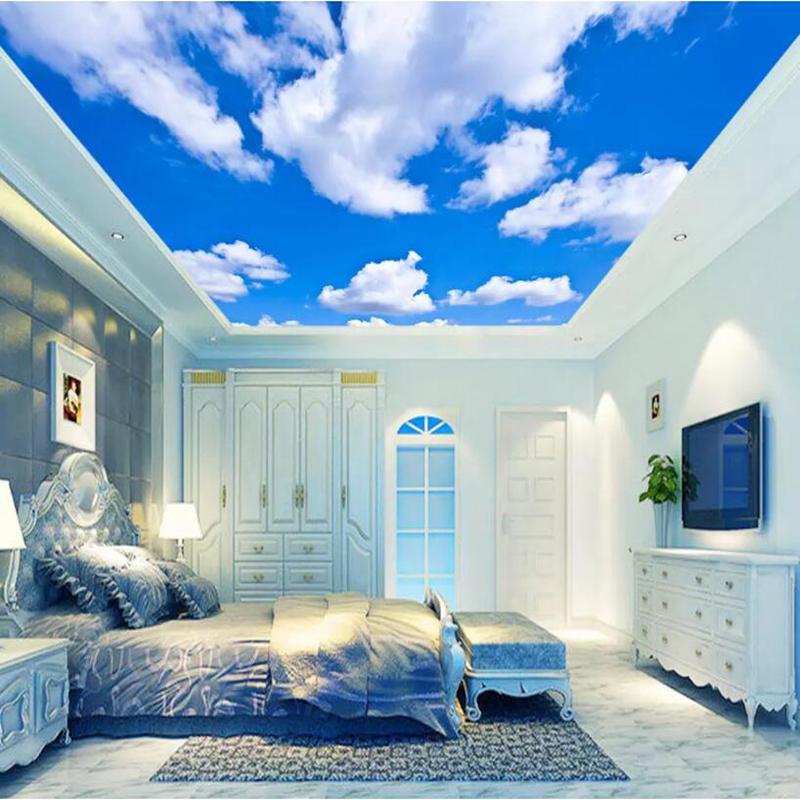 Blue Sky White Clouds Ceiling Wallpapers Creative Modern - 3d Ceiling Designs , HD Wallpaper & Backgrounds