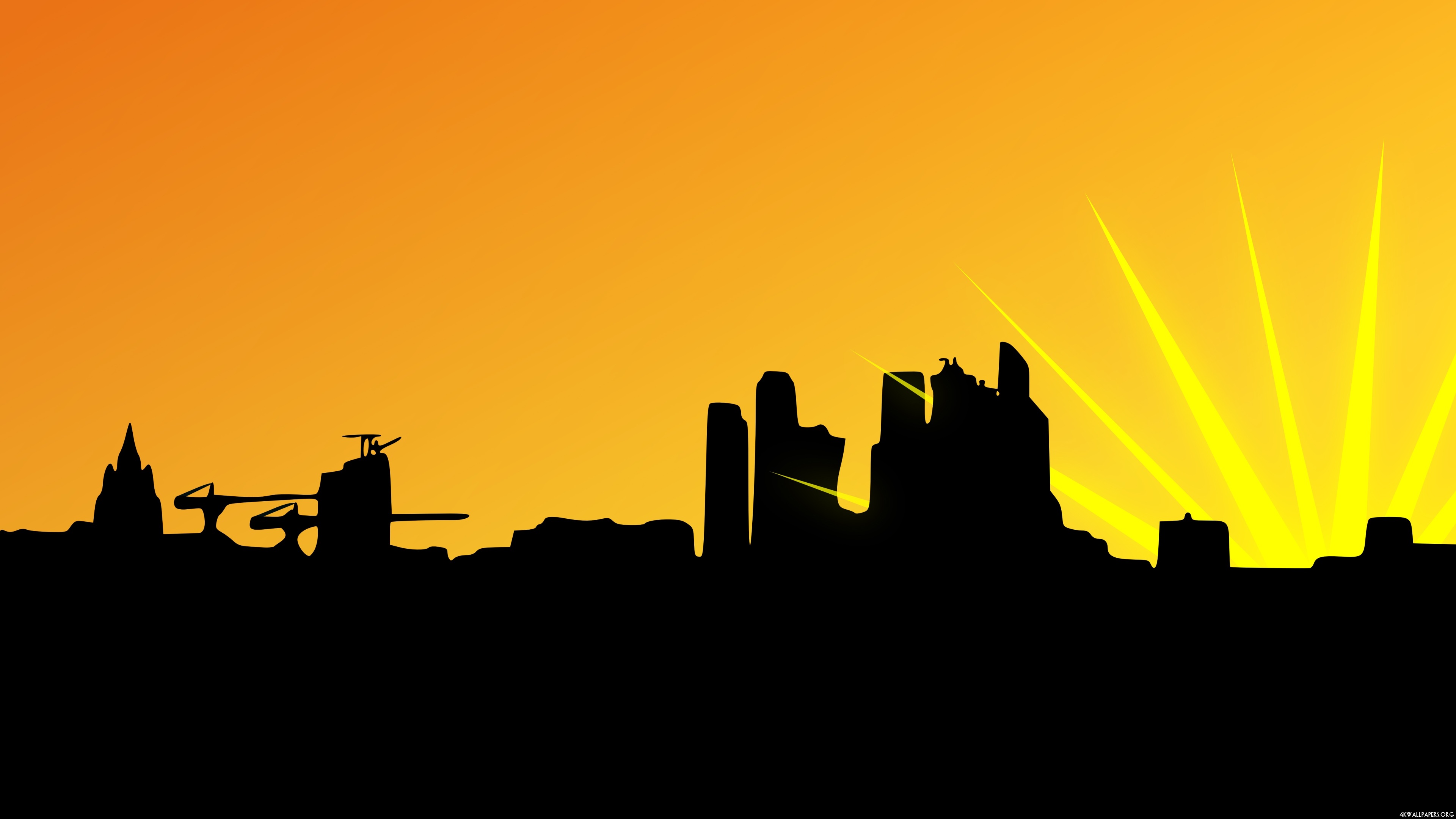 4k City Silhouette At Sunset Wallpaper - City Silhouette , HD Wallpaper & Backgrounds