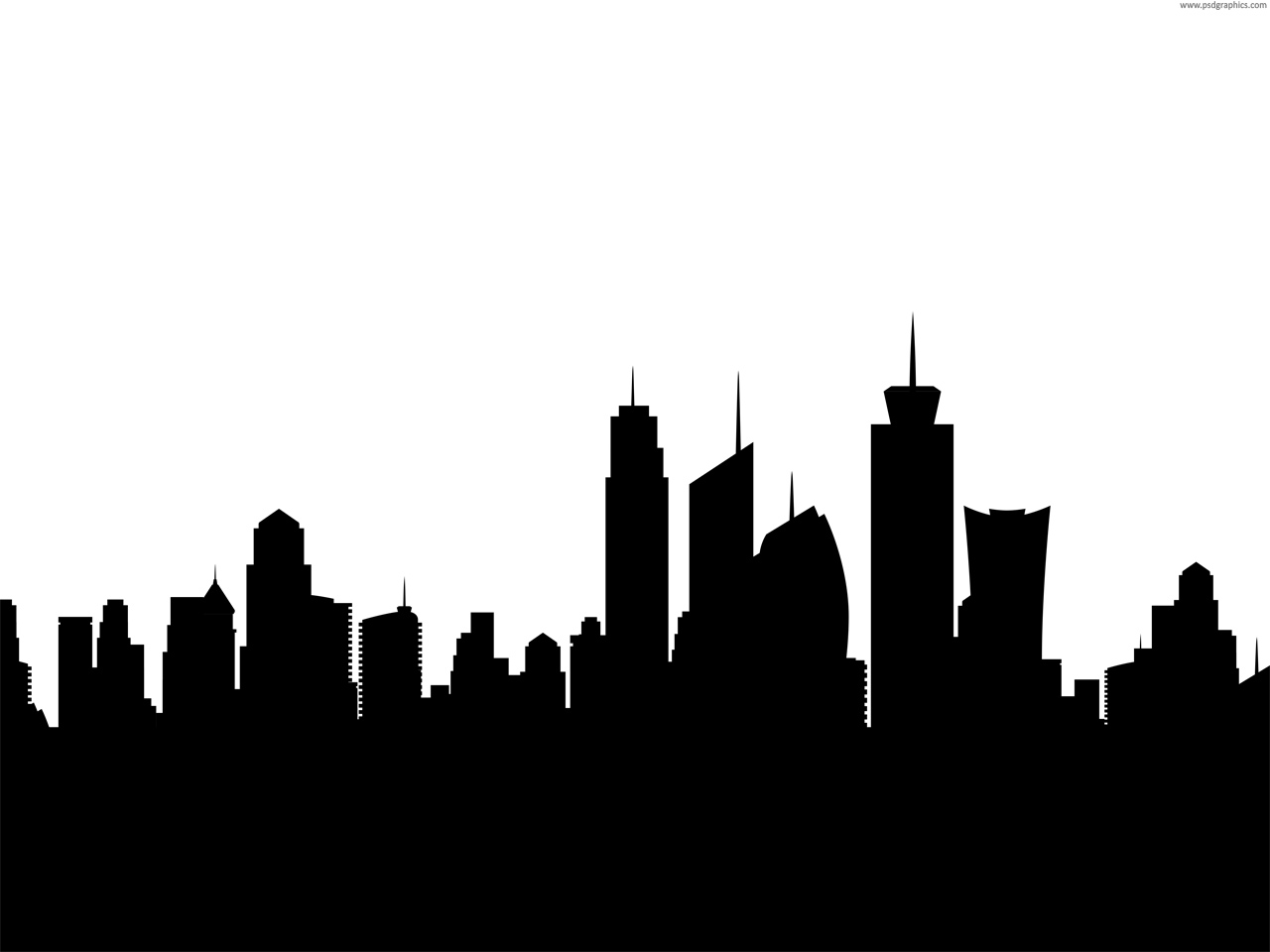 City Skyline Silhouette Psdgraphics - City Logo Black And White , HD Wallpaper & Backgrounds