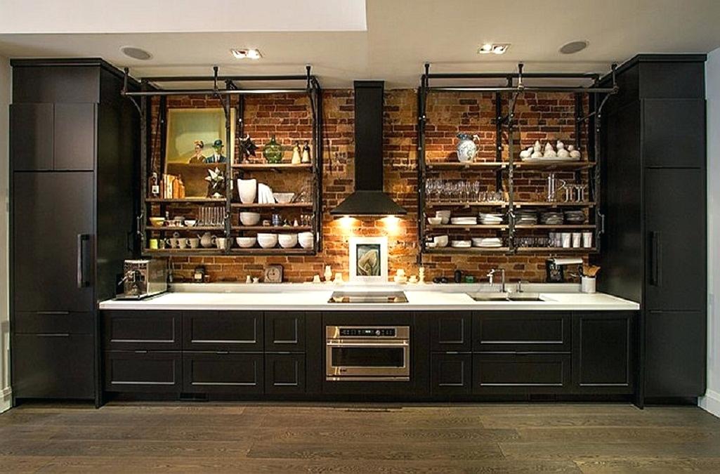 Brick Wall Kitchen Images Home Ias Living Room - Modern Industrial Kitchen Cabinets , HD Wallpaper & Backgrounds