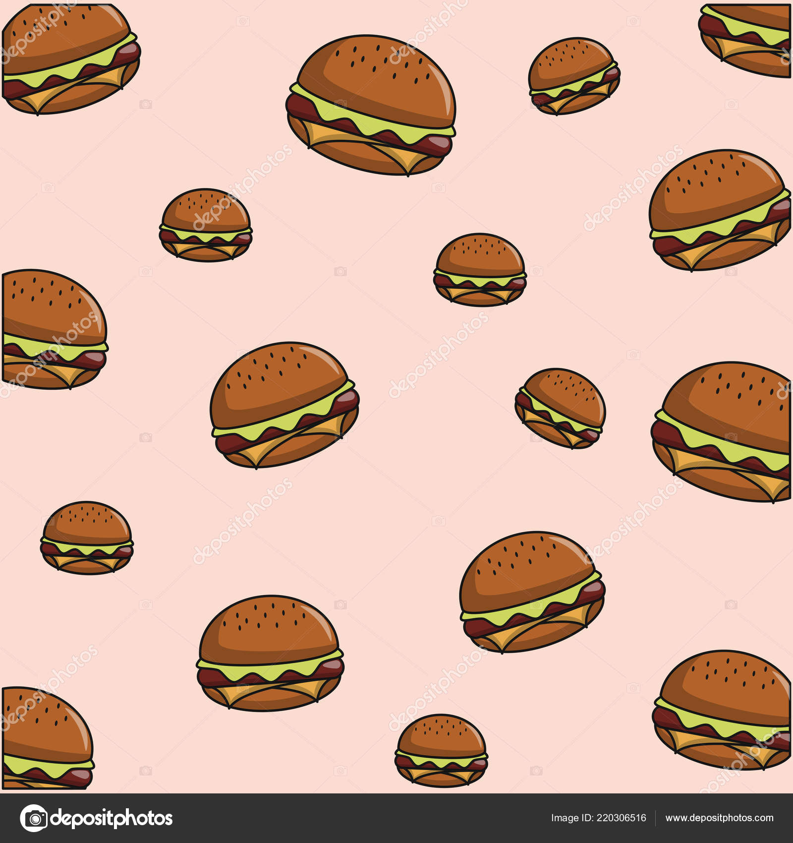 Food Pattern Theme Wallpaper Stock Vector - Hamburguer Papel De Parede , HD Wallpaper & Backgrounds