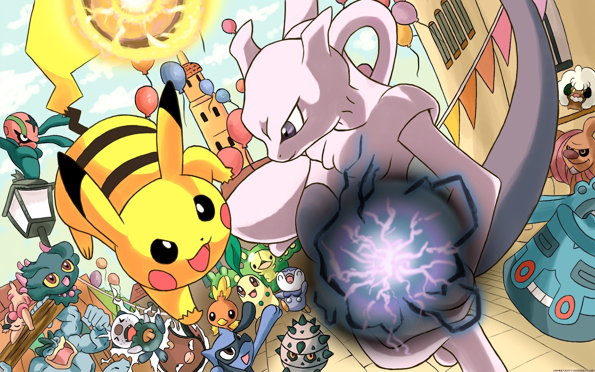 Jetée Urbains Machamp Mewtwo Nintendo Pikachu Pokemon - Pikachu Tcg , HD Wallpaper & Backgrounds