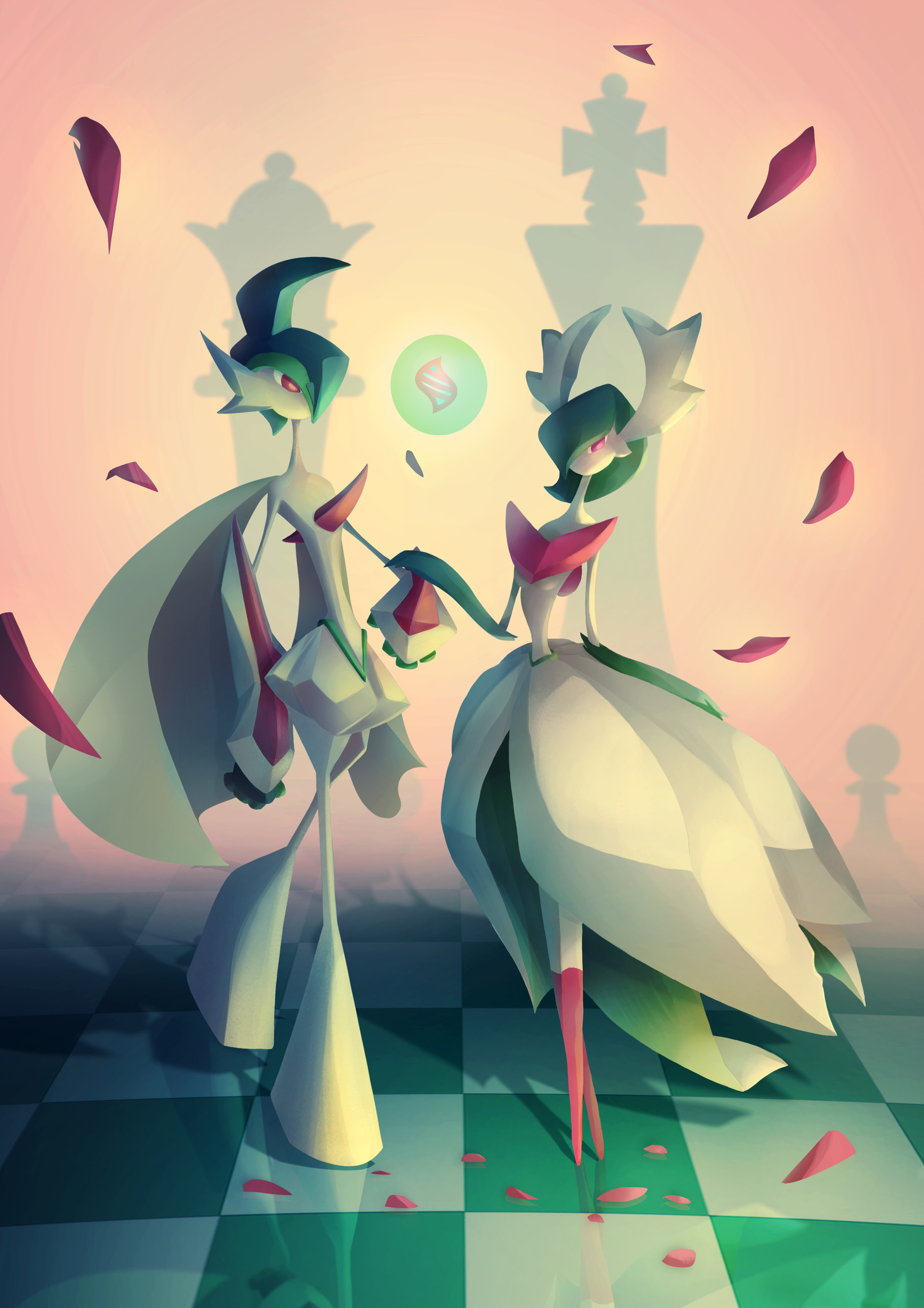 Mega Gardevoir And Mega Gallade - Illustration , HD Wallpaper & Backgrounds