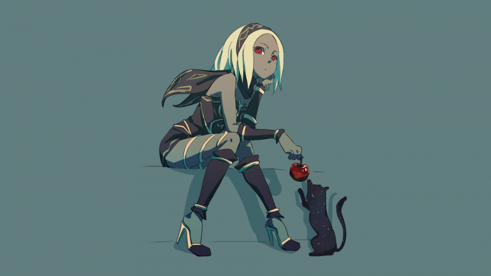 Wallpaper Gravity Rush, Kat, Blonde, Red Eyes, Sitting, - Gravity Rush Dessin , HD Wallpaper & Backgrounds