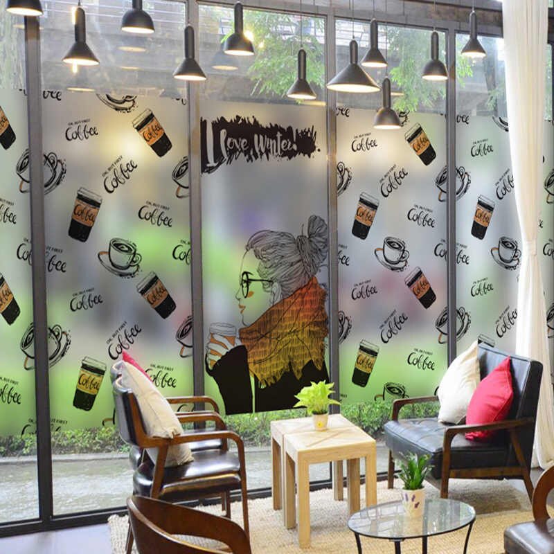 Scrub Glass Sticker Paper Sticker Cafe Tea Room Store - Glass Store Sticker Designs , HD Wallpaper & Backgrounds