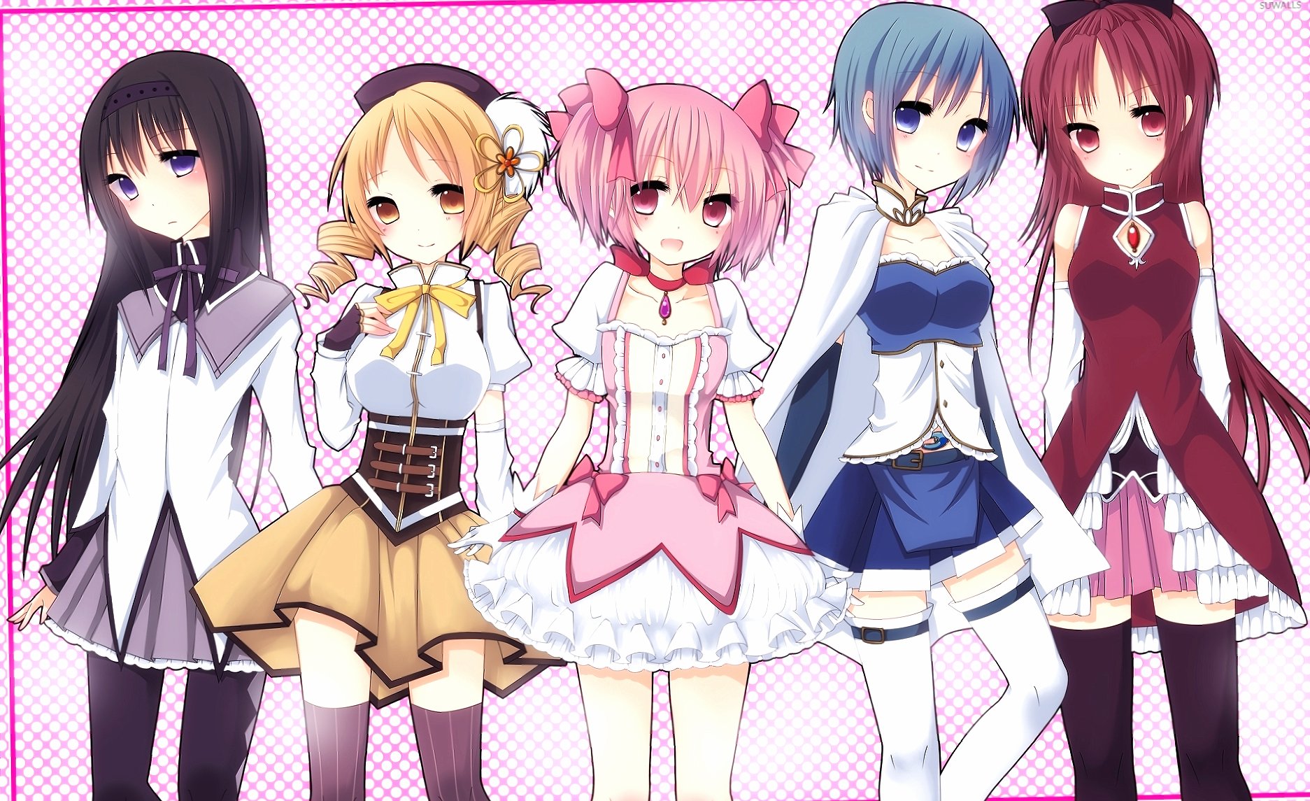 Puella Magi Madoka Magica Female Characters Wallpapers - Anime , HD Wallpaper & Backgrounds