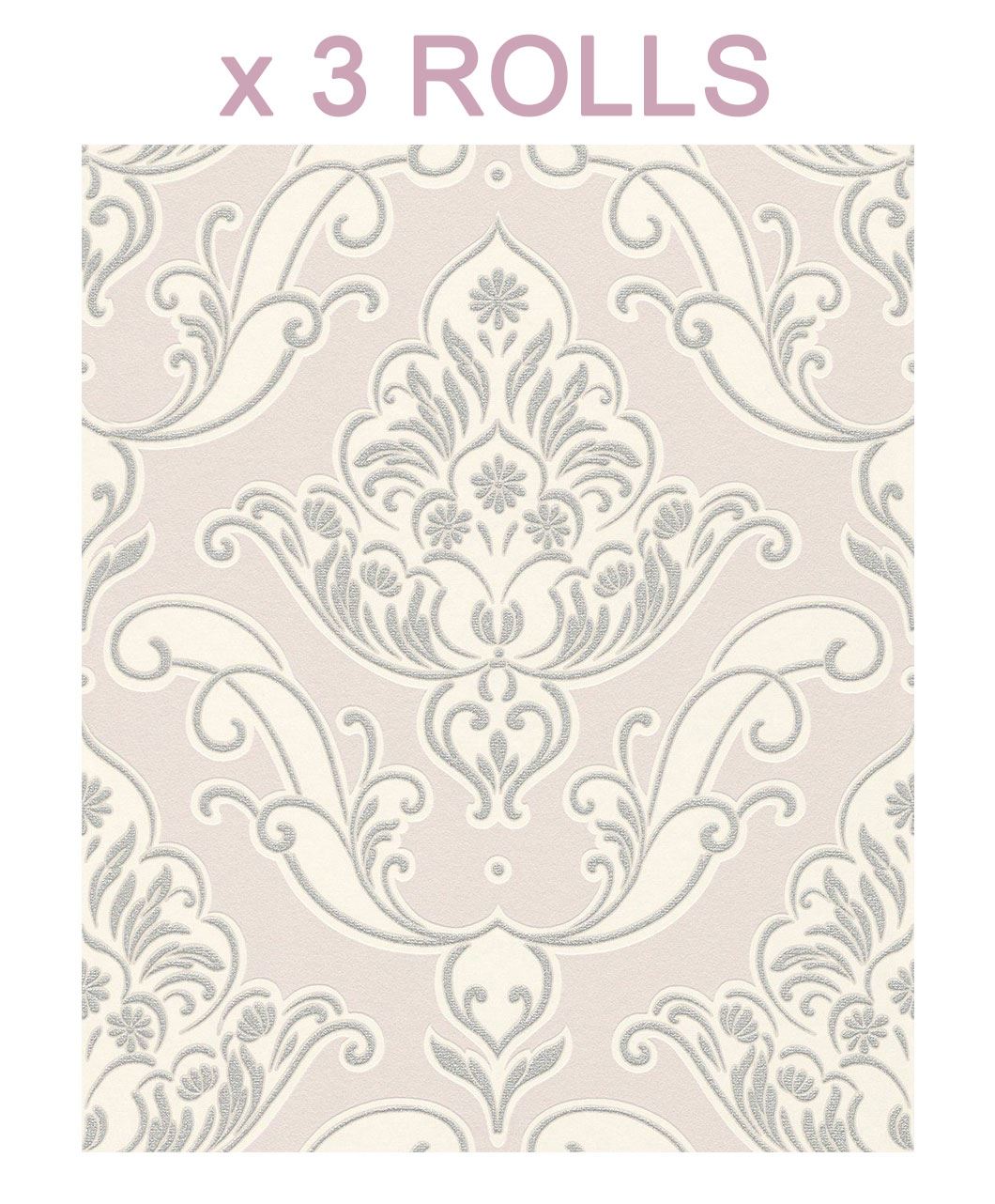 Pale Pink Silver Gatsby Wallpaper Glitter Motif Damask - Wallpaper , HD Wallpaper & Backgrounds