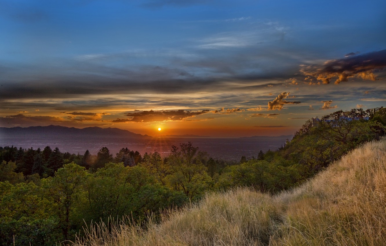Photo Wallpaper Sunset, Lake, Panorama, Utah, Utah, - Sunset , HD Wallpaper & Backgrounds