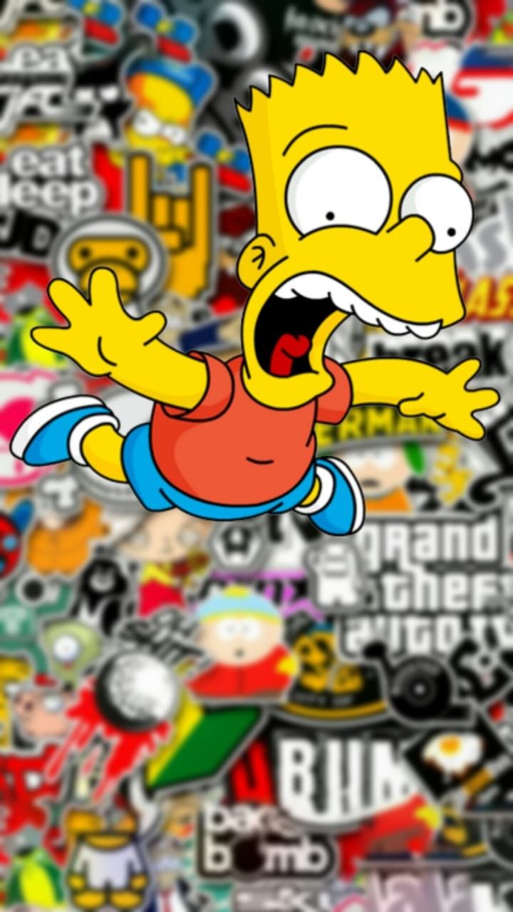#thesimpsons Simpsons Art, Sticker Bomb Wallpaper, - Bart Simpson 3d , HD Wallpaper & Backgrounds
