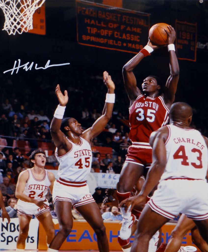 Hakeem Olajuwon Houston Autographed Against Nc State - Block Basketball , HD Wallpaper & Backgrounds