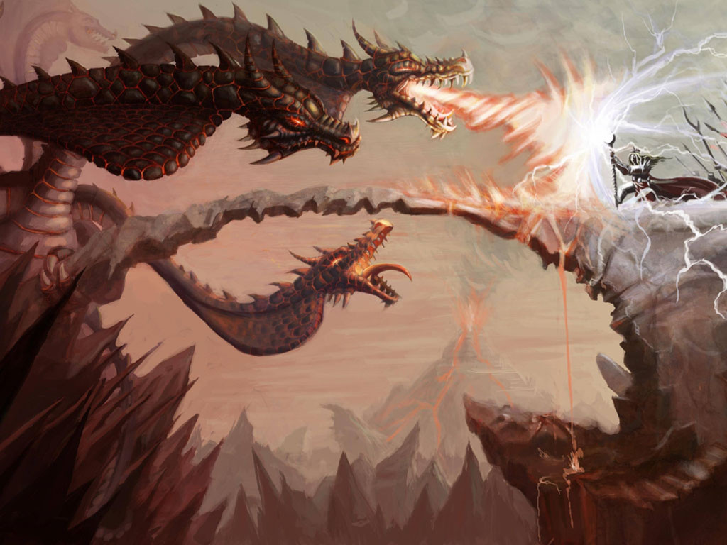 Hydra Attack - Army Fighting A Dragon , HD Wallpaper & Backgrounds