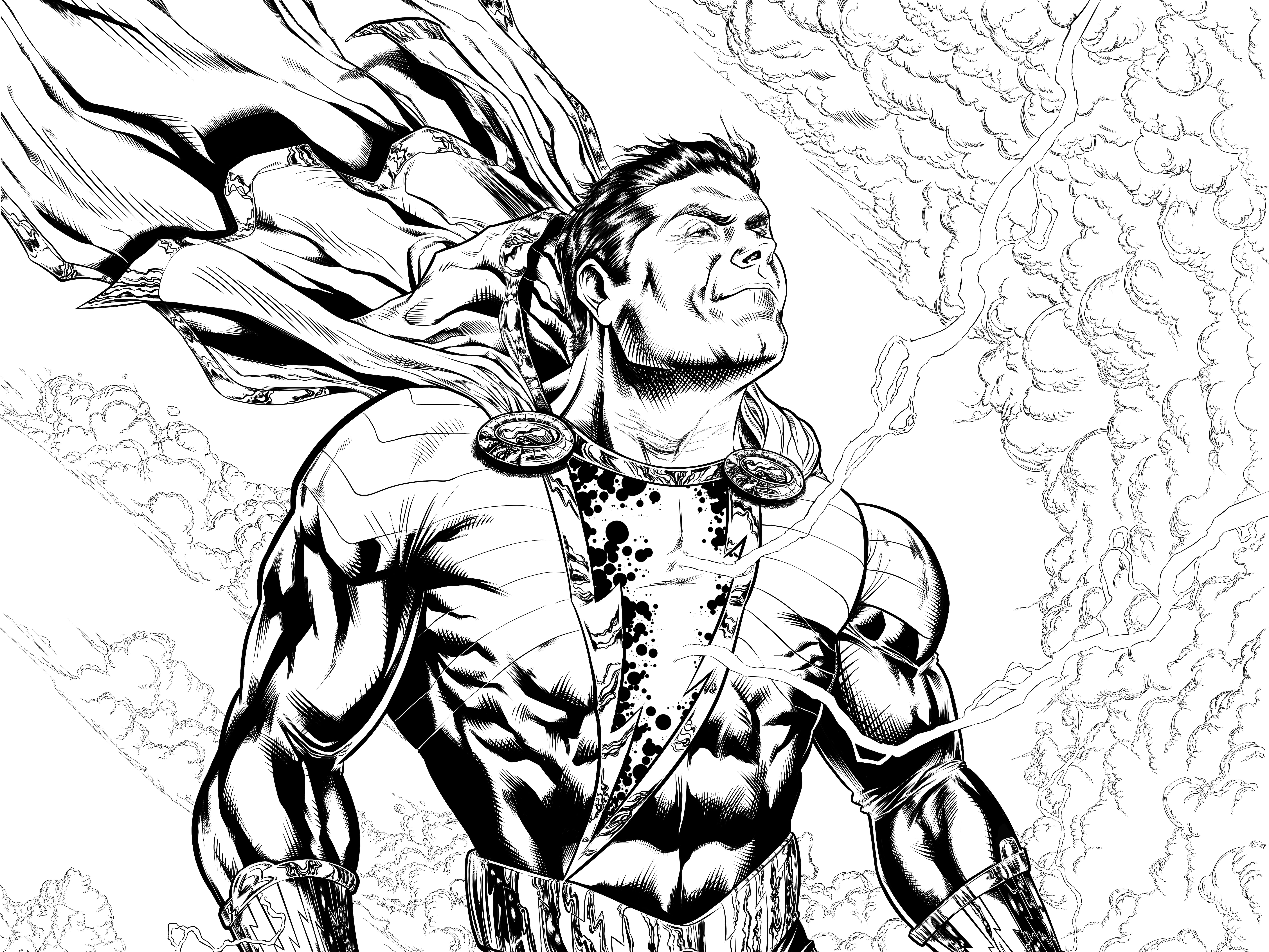 Shazam Character Monochrome Sketch 7k - Shazam! , HD Wallpaper & Backgrounds