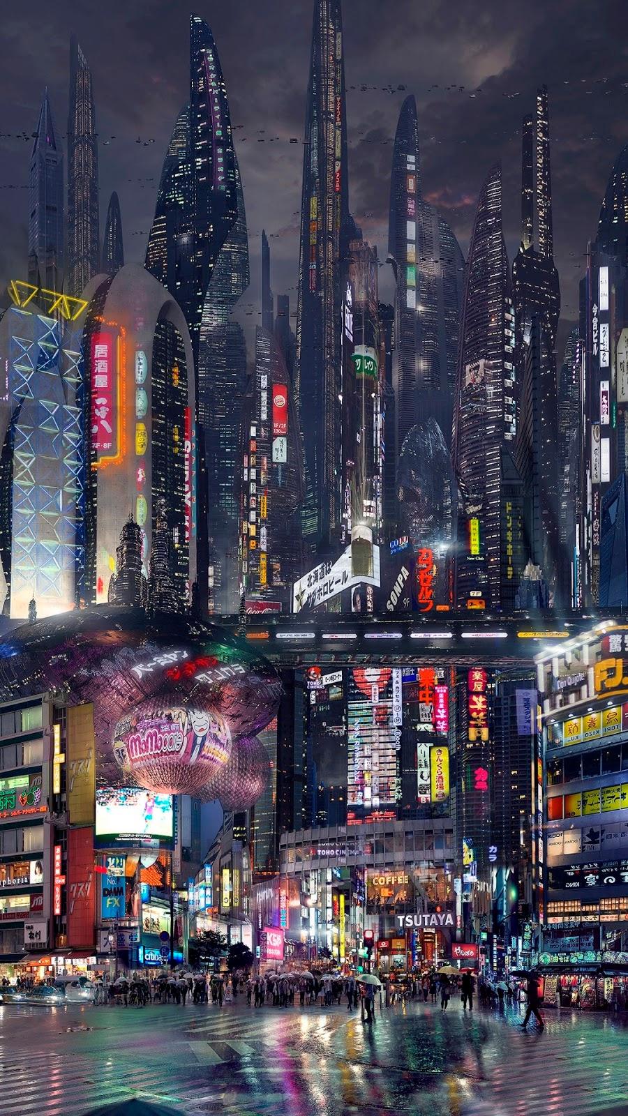 Shibuya Wallpaper - Future City At Night , HD Wallpaper & Backgrounds