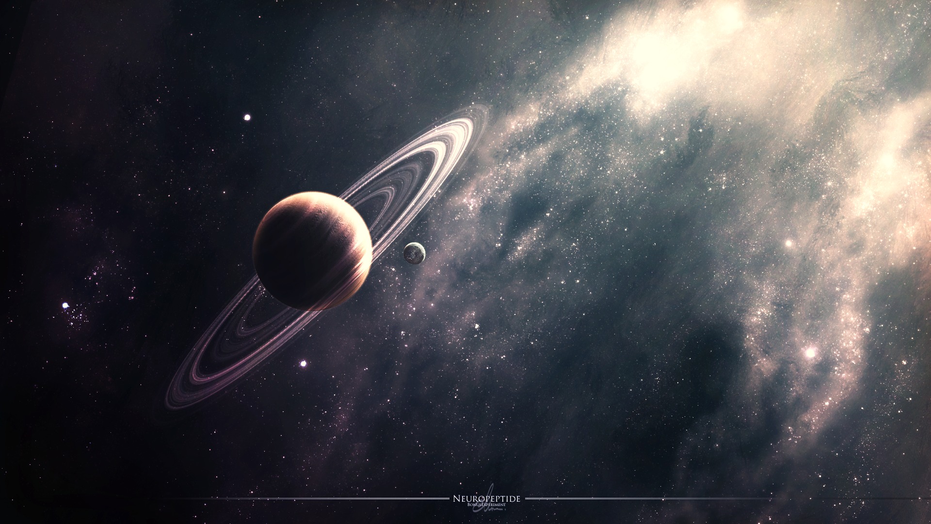 Space Planet Rings Nebula Star Wallpaper - Planet With Rings Hd , HD Wallpaper & Backgrounds