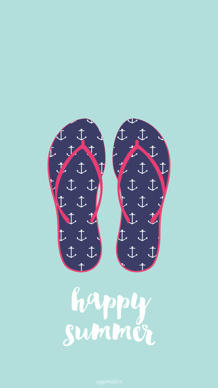 Blue Summer Flip Flops Iphone Lock Wallpaper @panpins - Iphone Wallpaper Flip Flops , HD Wallpaper & Backgrounds