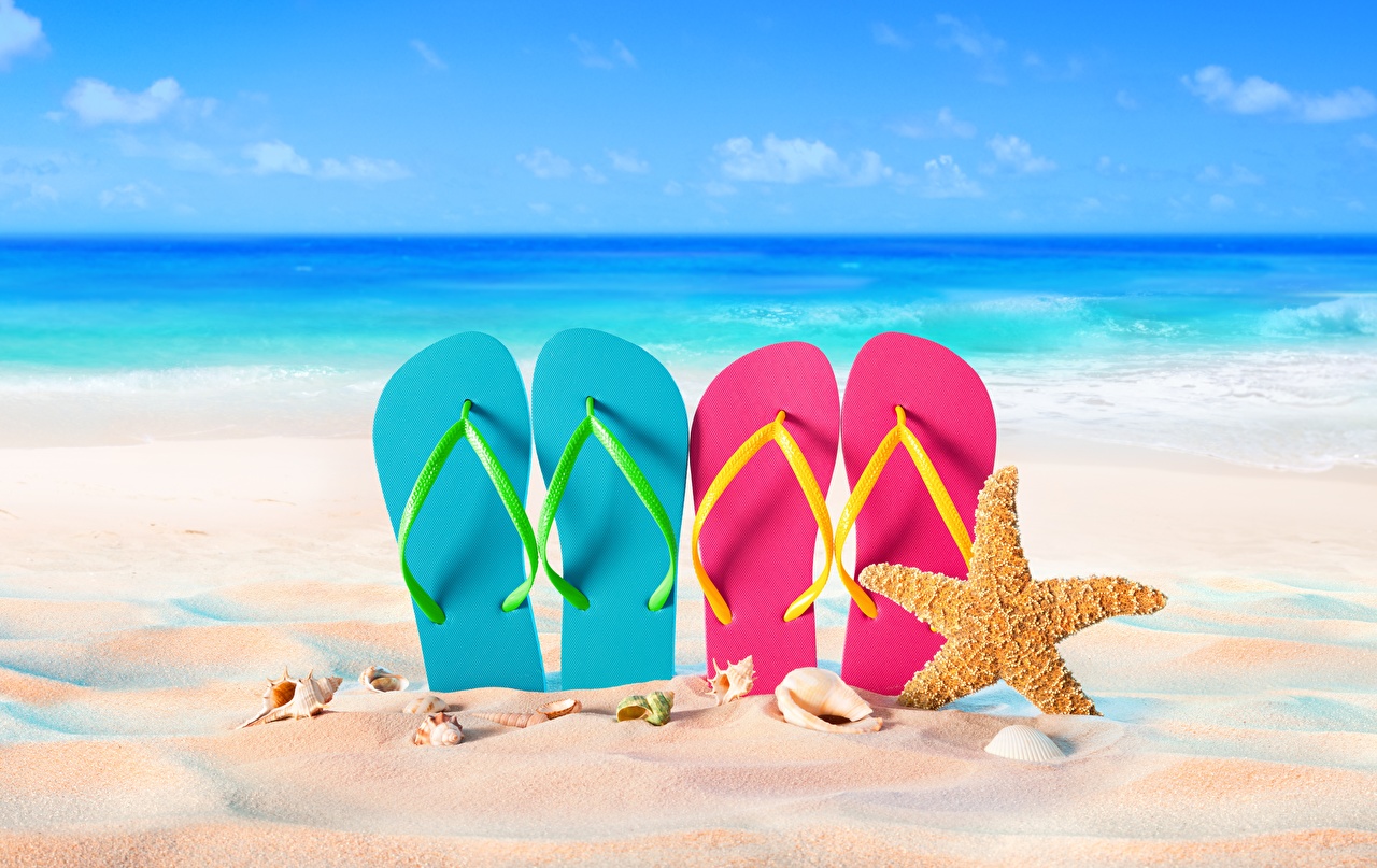 1280 X - Beach Sand Flip Flops , HD Wallpaper & Backgrounds