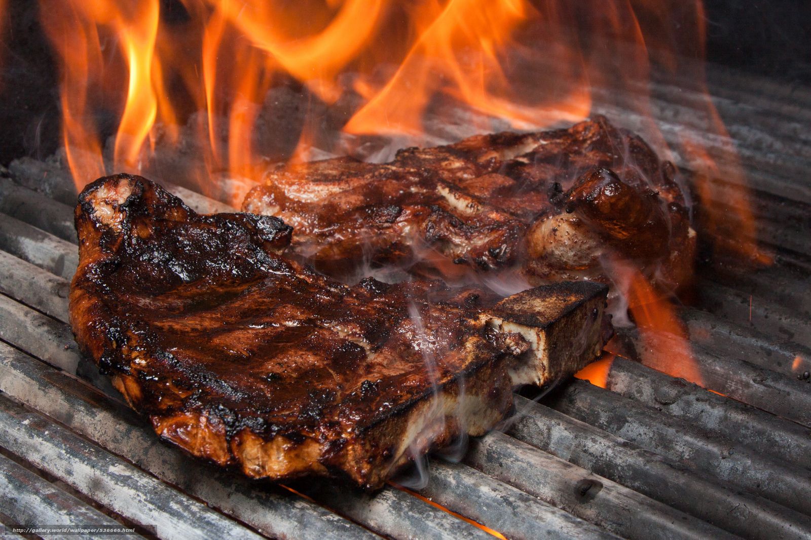 Download Wallpaper Meat, Fire, Barbecue Free Desktop - T Bone Steak , HD Wallpaper & Backgrounds