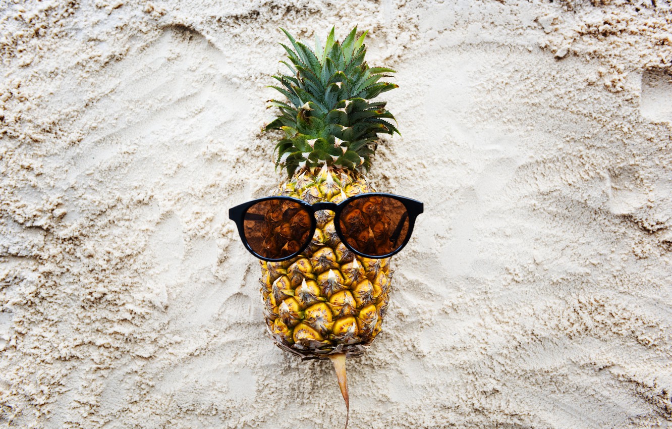 Photo Wallpaper Sand, Beach, Summer, Stay, Glasses, - Pineapple Pictures With Sunglasses , HD Wallpaper & Backgrounds