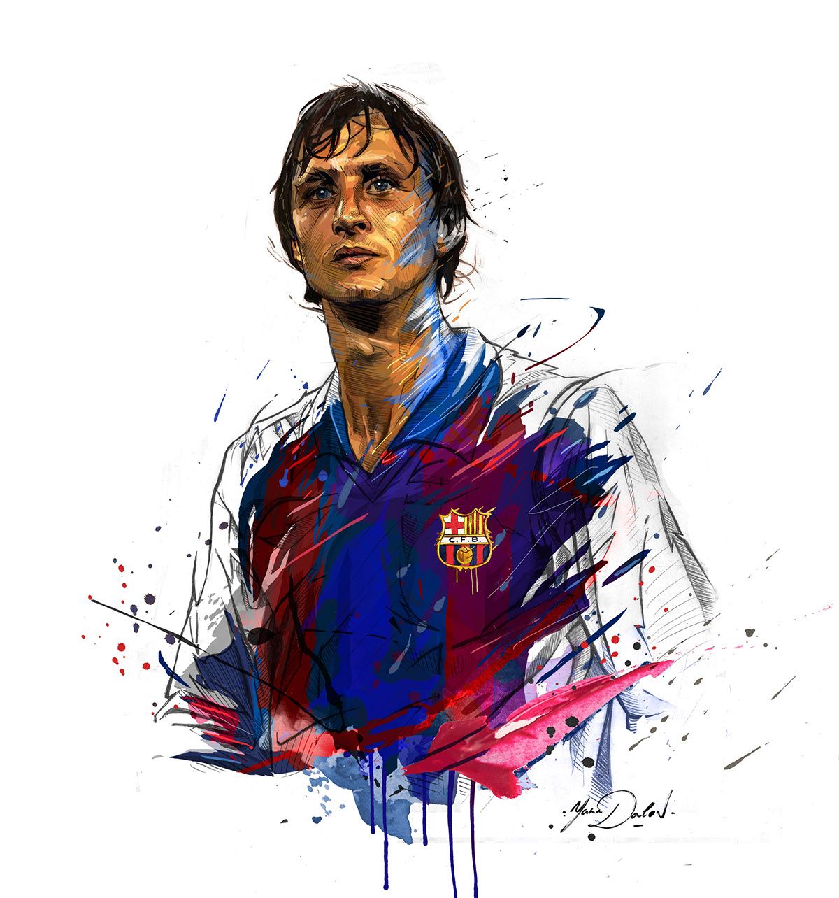 Johan Cruyff By Yann Dalon - Johan Cruyff Fan Art , HD Wallpaper & Backgrounds