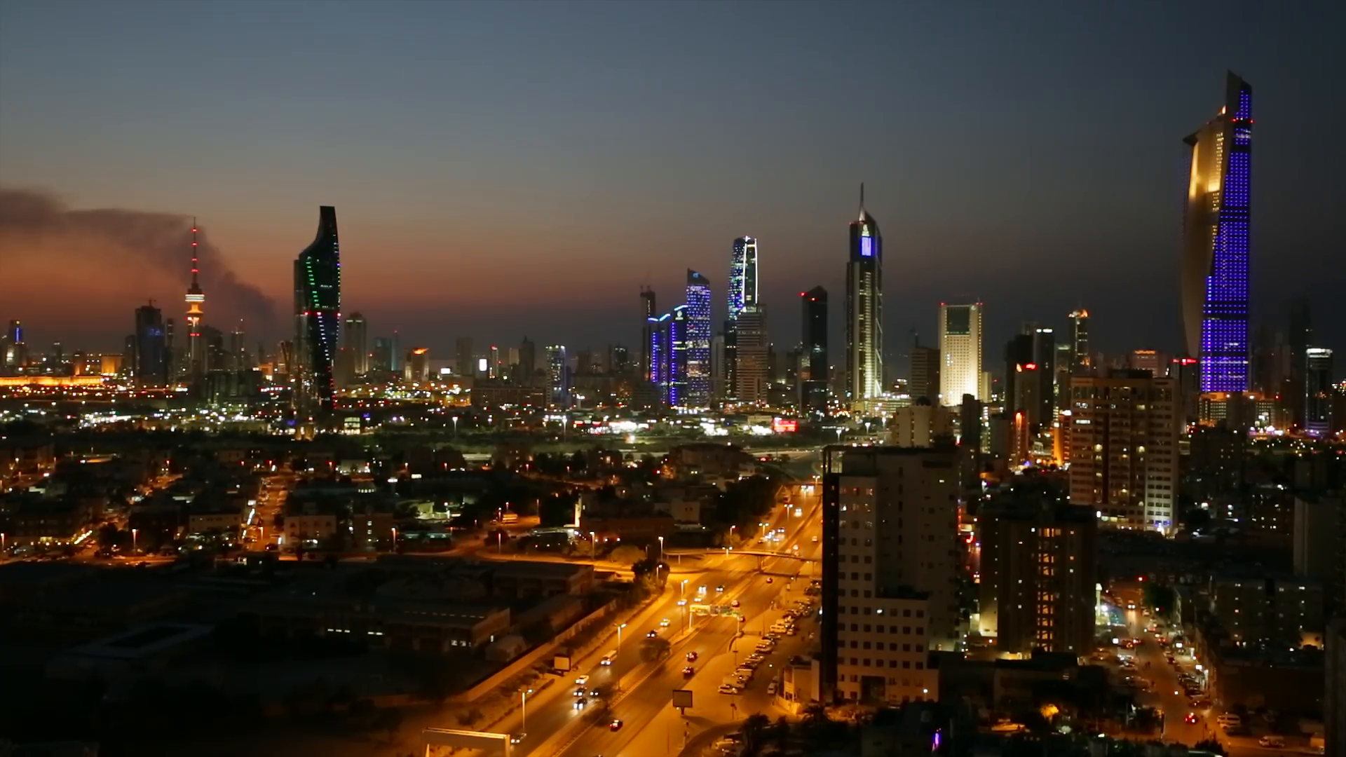 Kuwait, Kuwait City, Elevated View Over The Modern - Kuwait Skyline At Night , HD Wallpaper & Backgrounds
