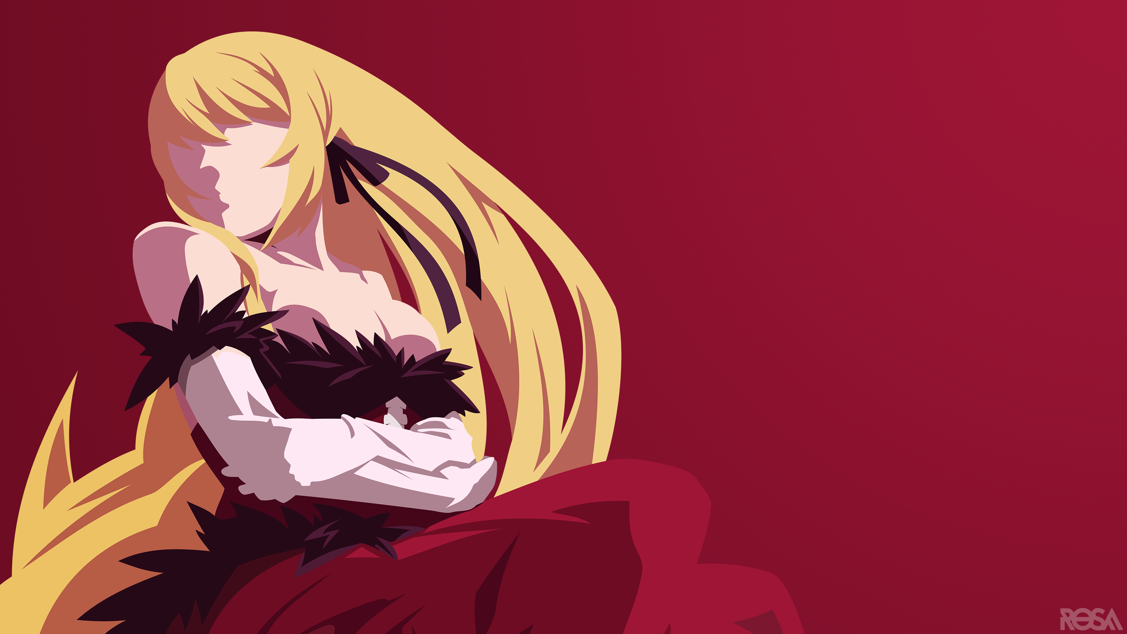 #anime Girls, #monogatari Series, #oshino Shinobu, - Kiss Shot Acerola Orion Heart Under Blade Minimalist , HD Wallpaper & Backgrounds