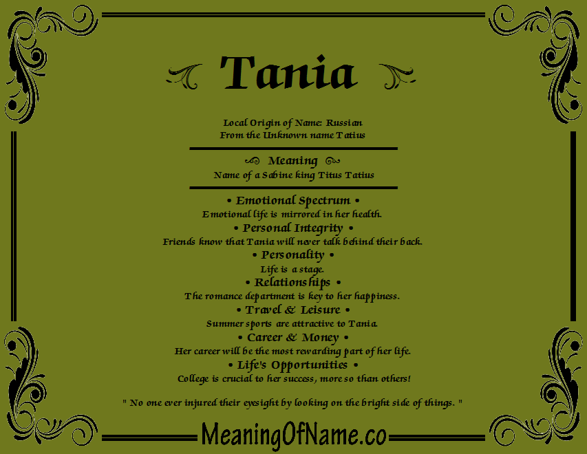 Tania Name Origin - Meaning Of Chad , HD Wallpaper & Backgrounds
