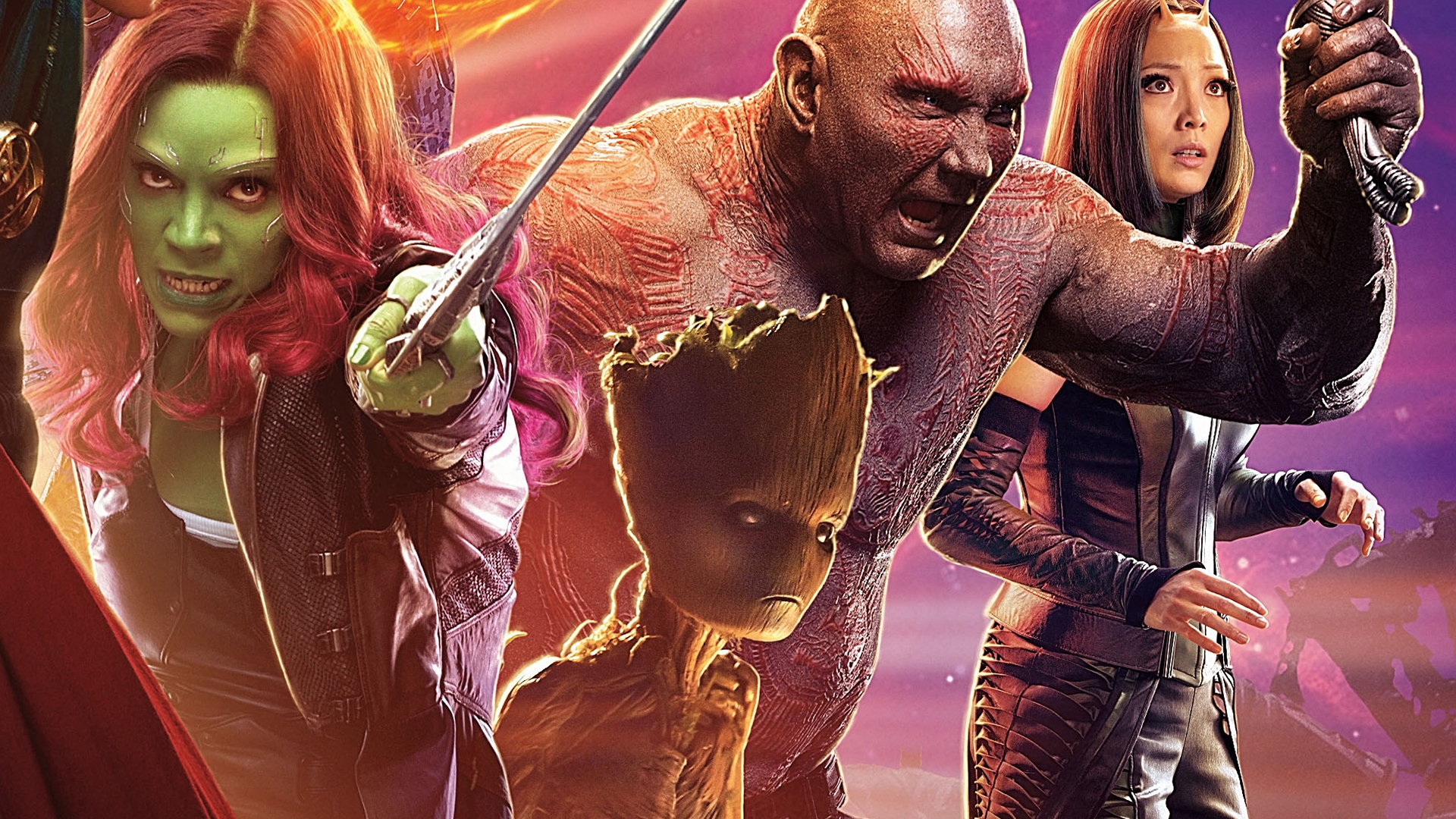 Infinity War Gamora Groot Drax Mantis Hd Wallpaper - Infinity War Drax And Mantis , HD Wallpaper & Backgrounds