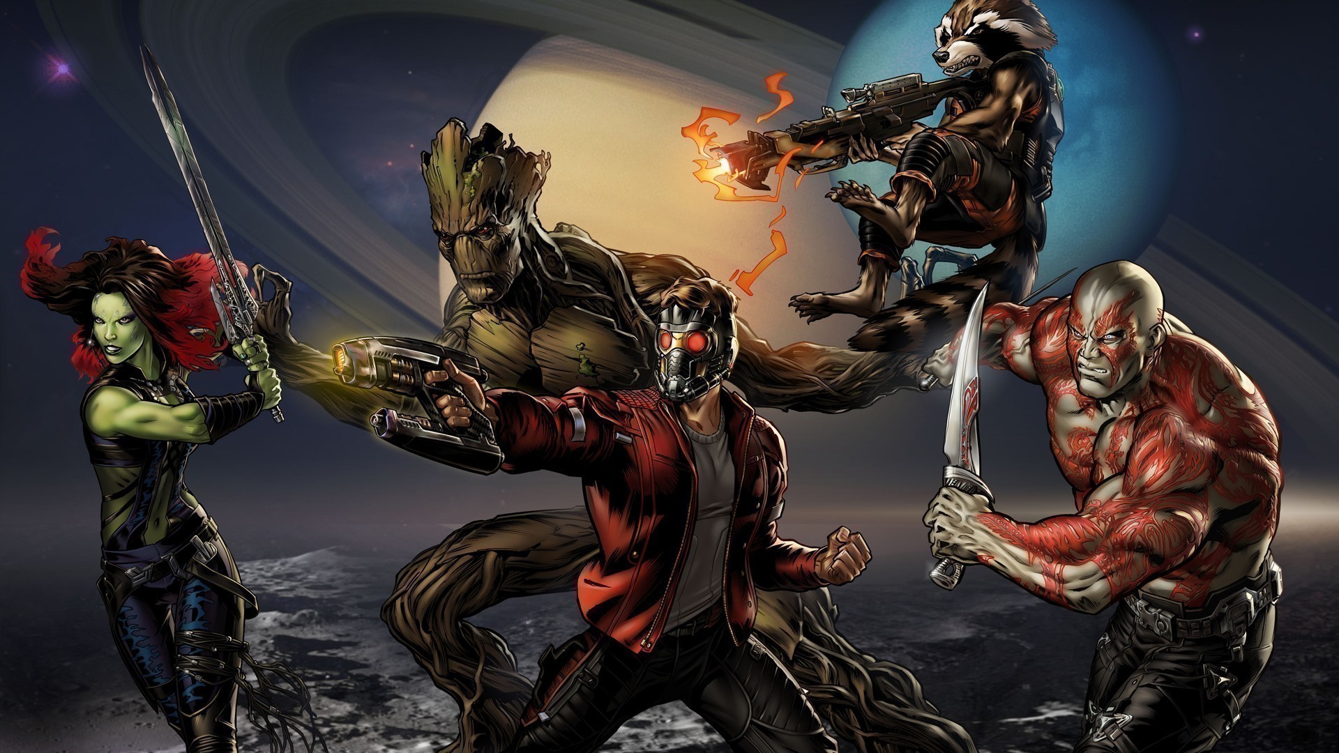 Guardian Of The Galaxy Wallpaper - Star Lord Groot And Rocket Raccoon , HD Wallpaper & Backgrounds