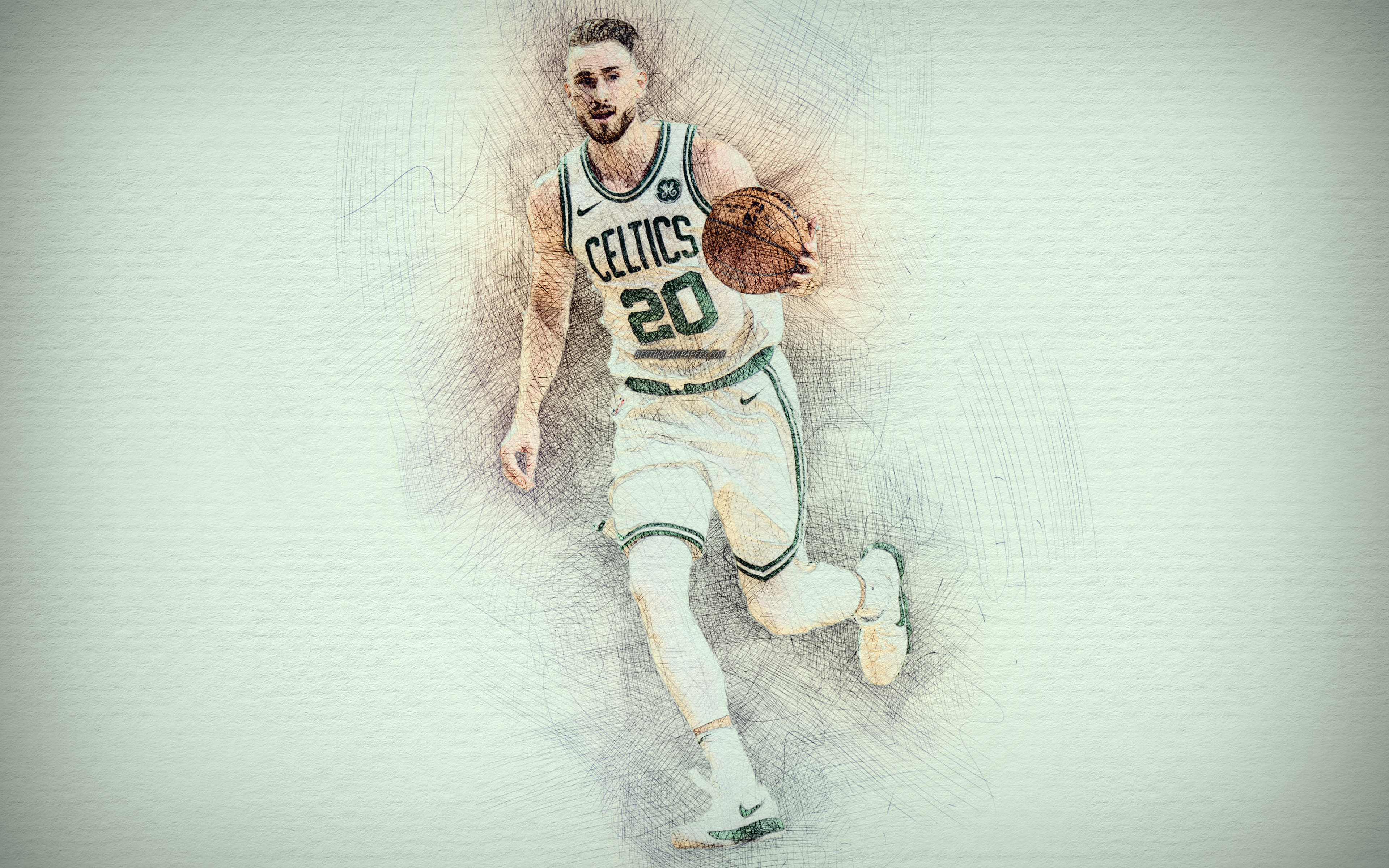 Download Wallpapers Gordon Hayward, 4k, Artwork, Basketball - Gordon Hayward Wallpaper Hd , HD Wallpaper & Backgrounds