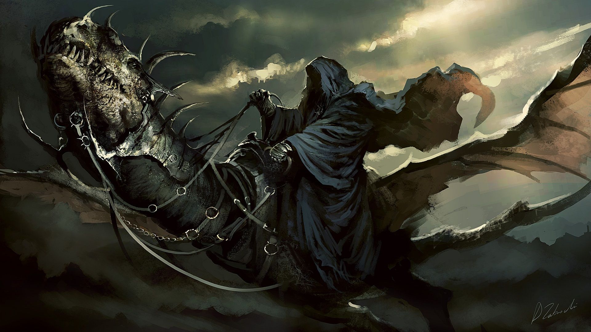 Nazgul Full Hd Wallpaper And Hintergrund - Death Riding A Dragon , HD Wallpaper & Backgrounds