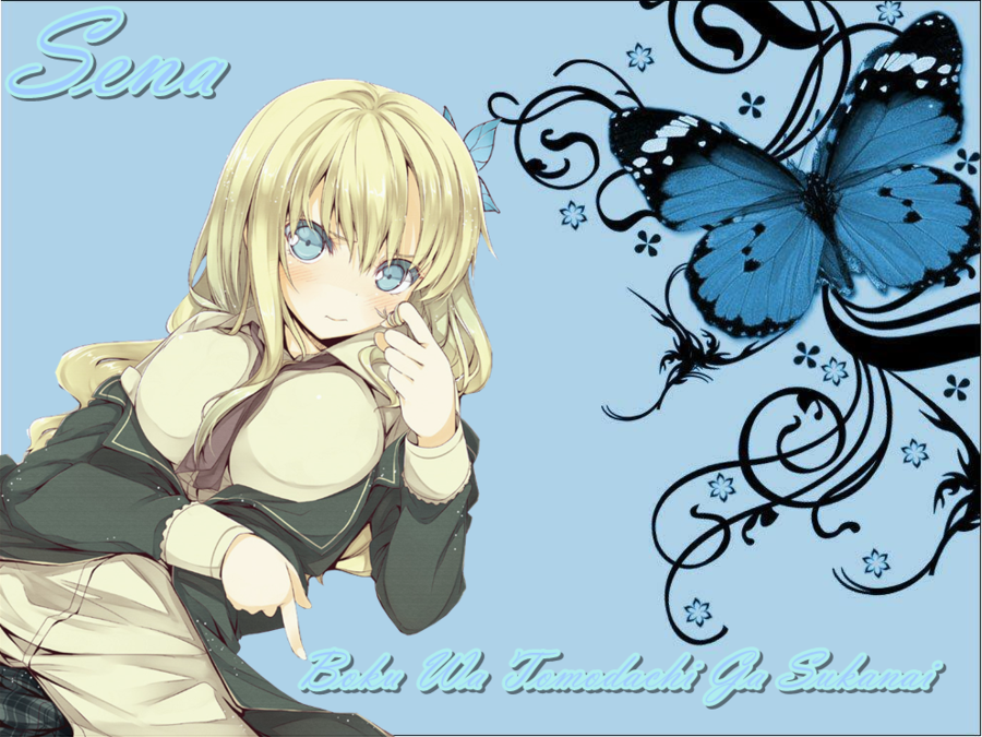 Haganai - Blue Background With Butterflies , HD Wallpaper & Backgrounds