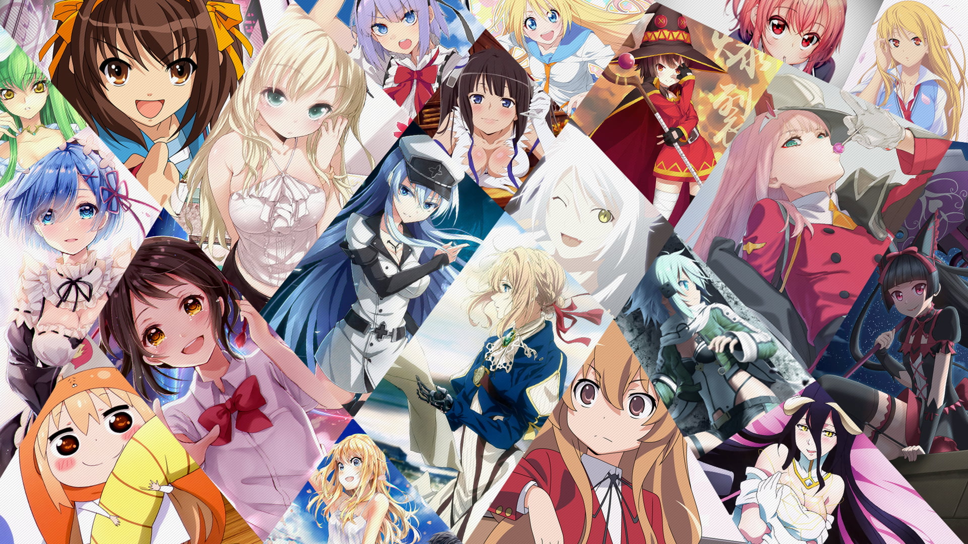 Assorted-title Anime Collage, Shiina Mashiro, Miyazono - Darling In The Franxx Bg , HD Wallpaper & Backgrounds