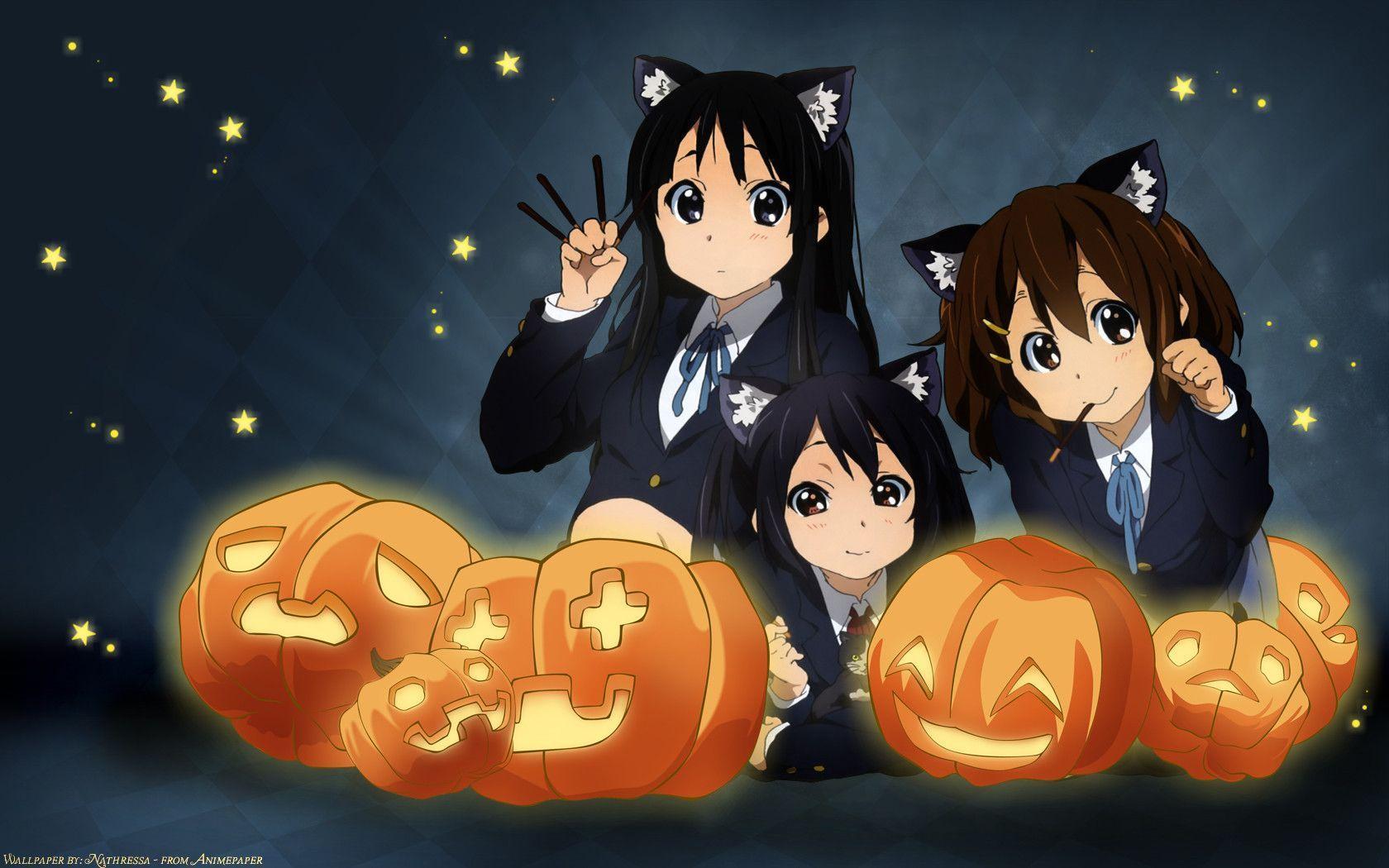 Anime Girls, Shiina Mashiro, Orange Background, Blonde, - Halloween Anime , HD Wallpaper & Backgrounds