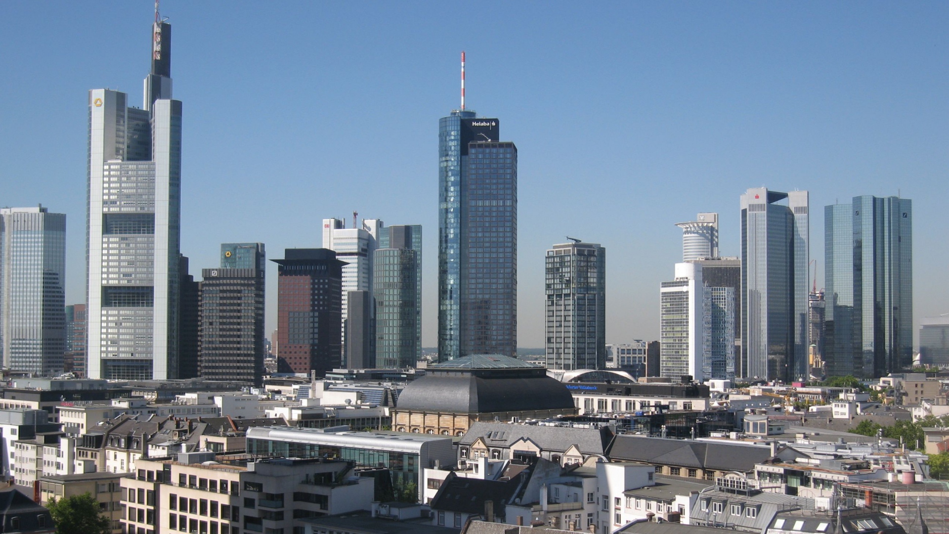 Full Hd Wallpaper Frankfurt Landscape Skyscraper Side - City Landscape Side View , HD Wallpaper & Backgrounds