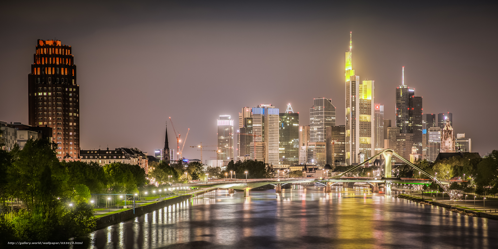 Download Wallpaper Frankfurt, Frankfurt, City, Night - Fond D Ecran Francfort , HD Wallpaper & Backgrounds